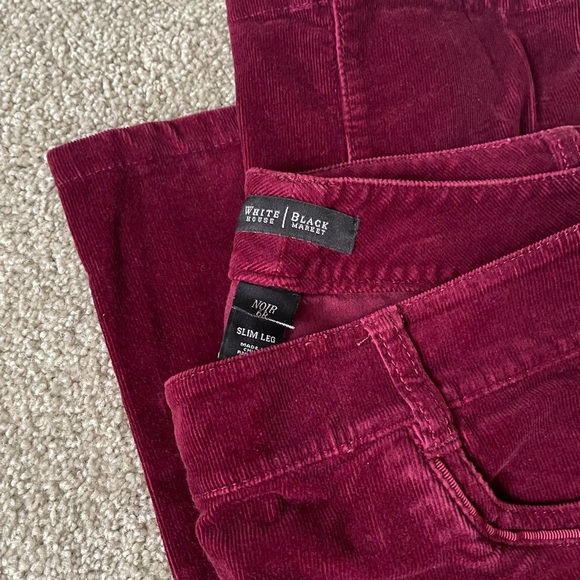 Burgundy Slim Leg Corduroy Pants - Picture 2 of 2